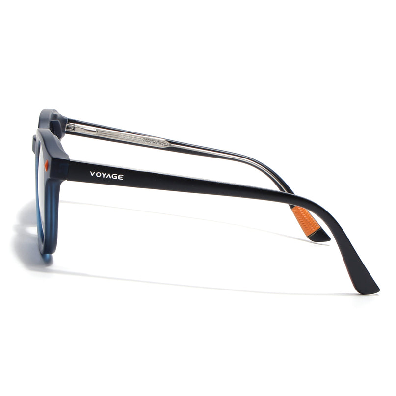 Round Polarized Sunglasses for Men & Women (Blue Lens | Blue Frame - PMG7924)