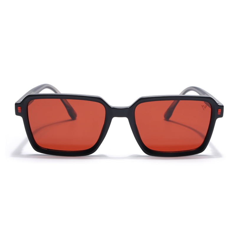 Rectangle Polarized Sunglasses for Men & Women (Red Lens | Black Frame - PMG7942)