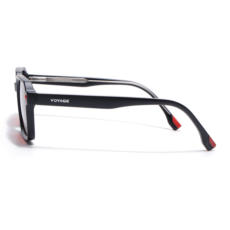 Rectangle Polarized Sunglasses for Men & Women (Red Lens | Black Frame - PMG7942)