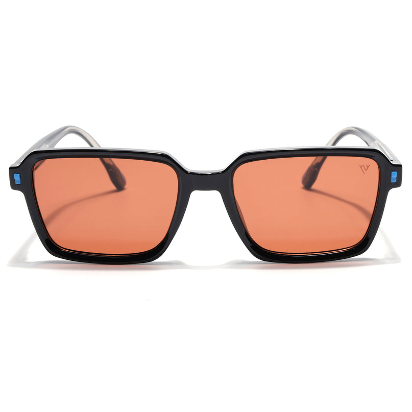 Rectangle Polarized Sunglasses for Men & Women (Brown Lens | Black Frame - PMG7943)