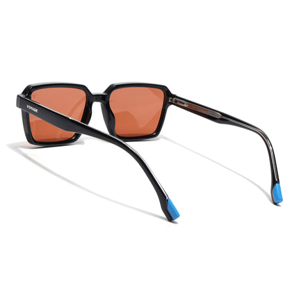 Rectangle Polarized Sunglasses for Men & Women (Brown Lens | Black Frame - PMG7943)