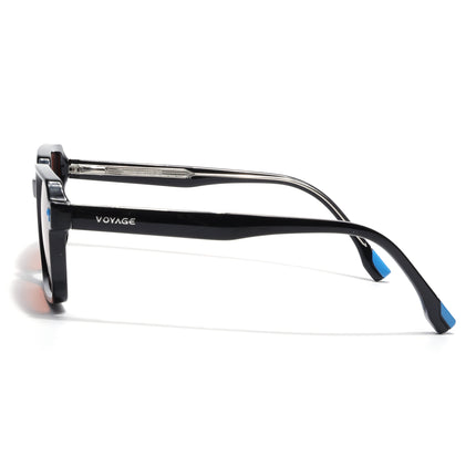 Rectangle Polarized Sunglasses for Men & Women (Brown Lens | Black Frame - PMG7943)