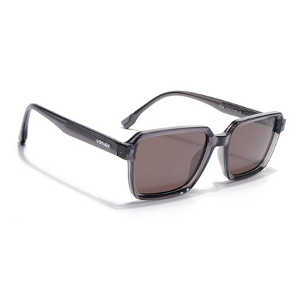 Rectangle Polarized Sunglasses for Men & Women (Grey Lens | Grey Frame - PMG7944)
