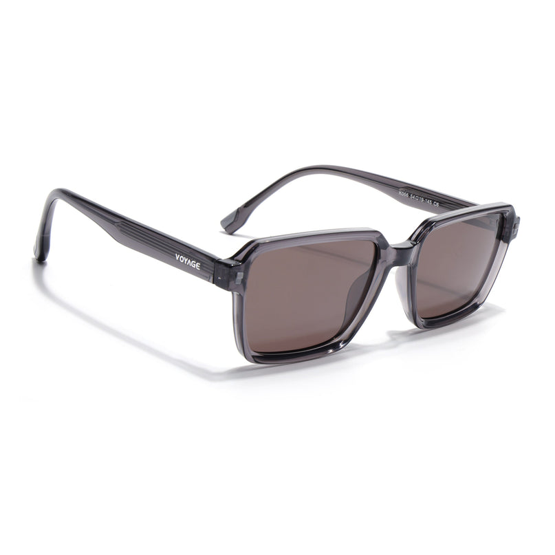 Rectangle Polarized Sunglasses for Men & Women (Grey Lens | Grey Frame - PMG7944)