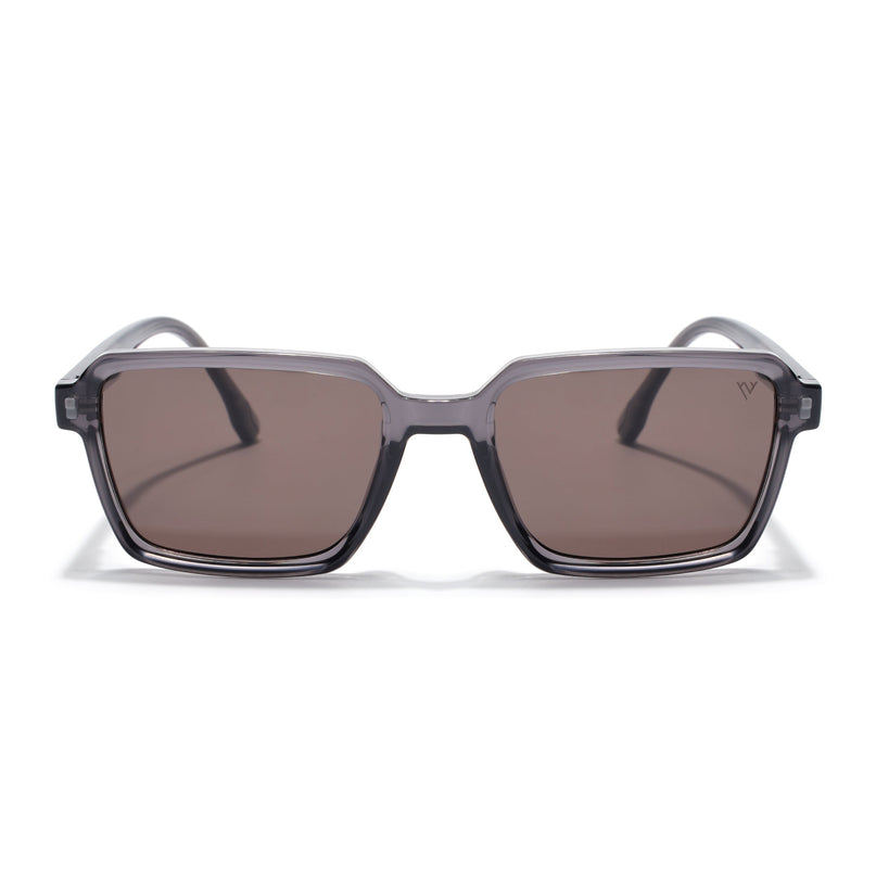 Rectangle Polarized Sunglasses for Men & Women (Grey Lens | Grey Frame - PMG7944)