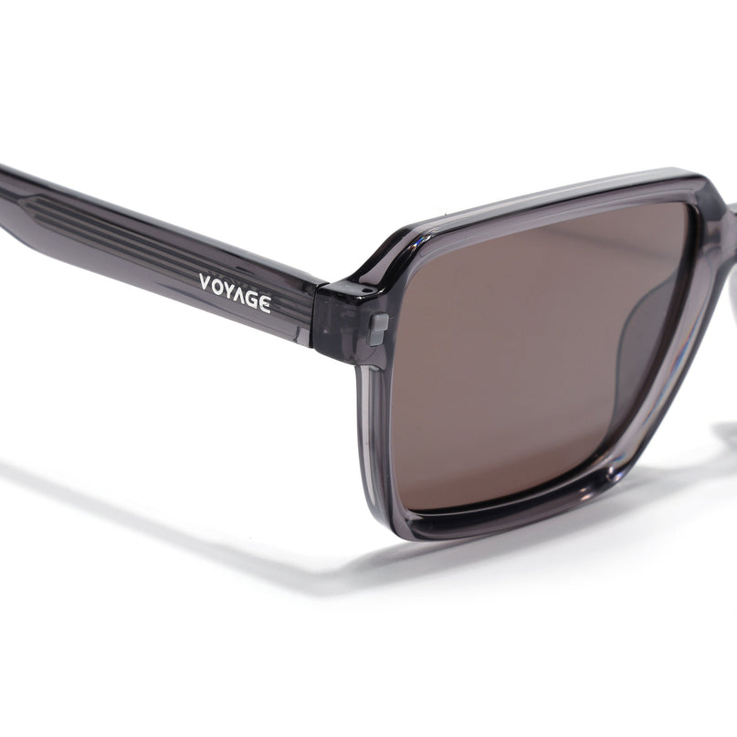 Rectangle Polarized Sunglasses for Men & Women (Grey Lens | Grey Frame - PMG7944)
