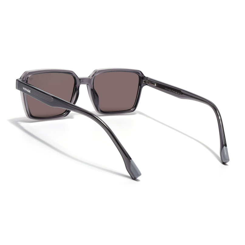 Rectangle Polarized Sunglasses for Men & Women (Grey Lens | Grey Frame - PMG7944)