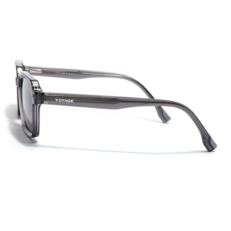 Rectangle Polarized Sunglasses for Men & Women (Grey Lens | Grey Frame - PMG7944)