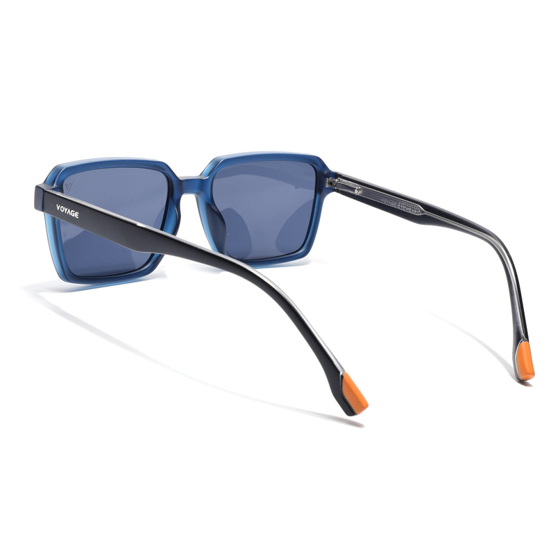 Rectangle Polarized Sunglasses for Men & Women (Blue Lens | Blue Frame - PMG7945)