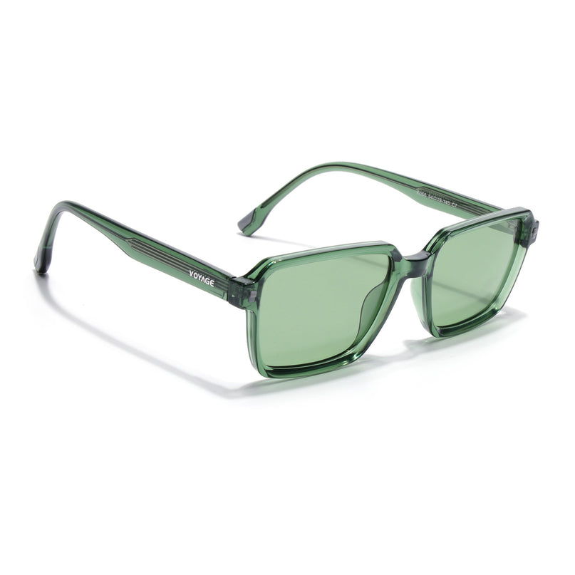 Rectangle Polarized Sunglasses for Men & Women (Green Lens | Green Frame - PMG7946)
