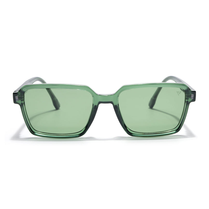 Rectangle Polarized Sunglasses for Men & Women (Green Lens | Green Frame - PMG7946)