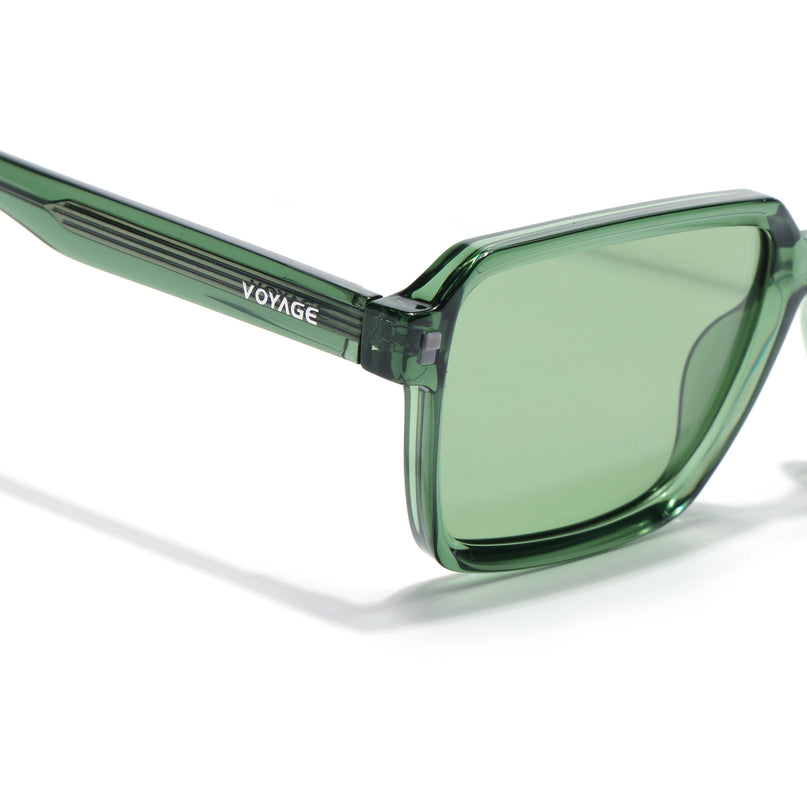 Rectangle Polarized Sunglasses for Men & Women (Green Lens | Green Frame - PMG7946)