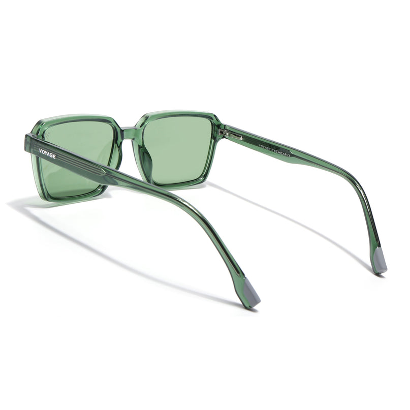 Rectangle Polarized Sunglasses for Men & Women (Green Lens | Green Frame - PMG7946)