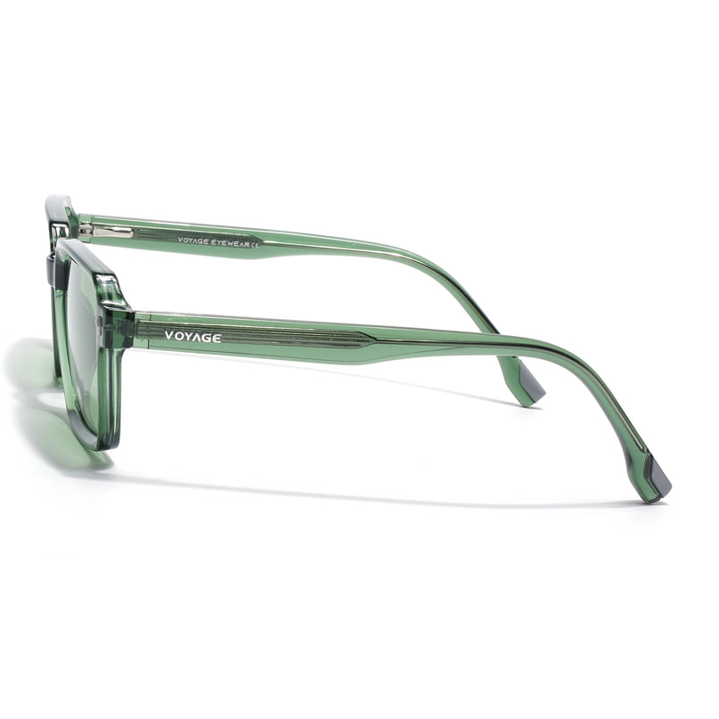 Rectangle Polarized Sunglasses for Men & Women (Green Lens | Green Frame - PMG7946)