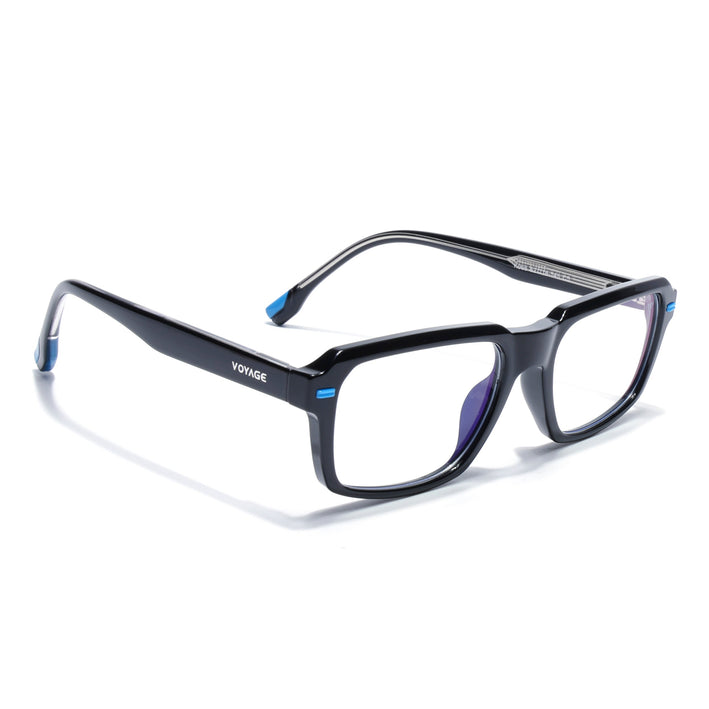 Voyage Black Rectangle Eyeglasses for Men & Women (K068FMG8048)