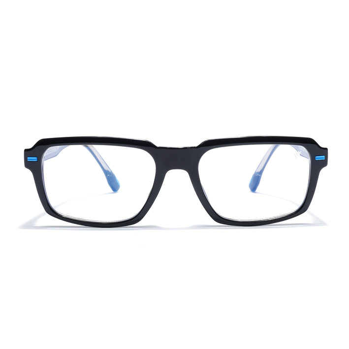 Voyage Black Rectangle Eyeglasses for Men & Women (K068FMG8048)