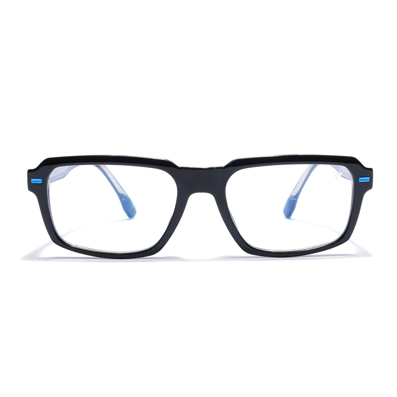 Voyage Black Rectangle Eyeglasses for Men & Women (K068FMG8048)