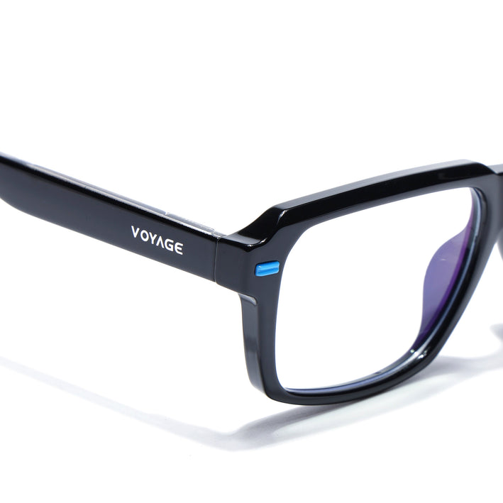 Voyage Black Rectangle Eyeglasses for Men & Women (K068FMG8048)