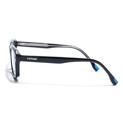 Voyage Black Rectangle Eyeglasses for Men & Women (K068FMG8048)