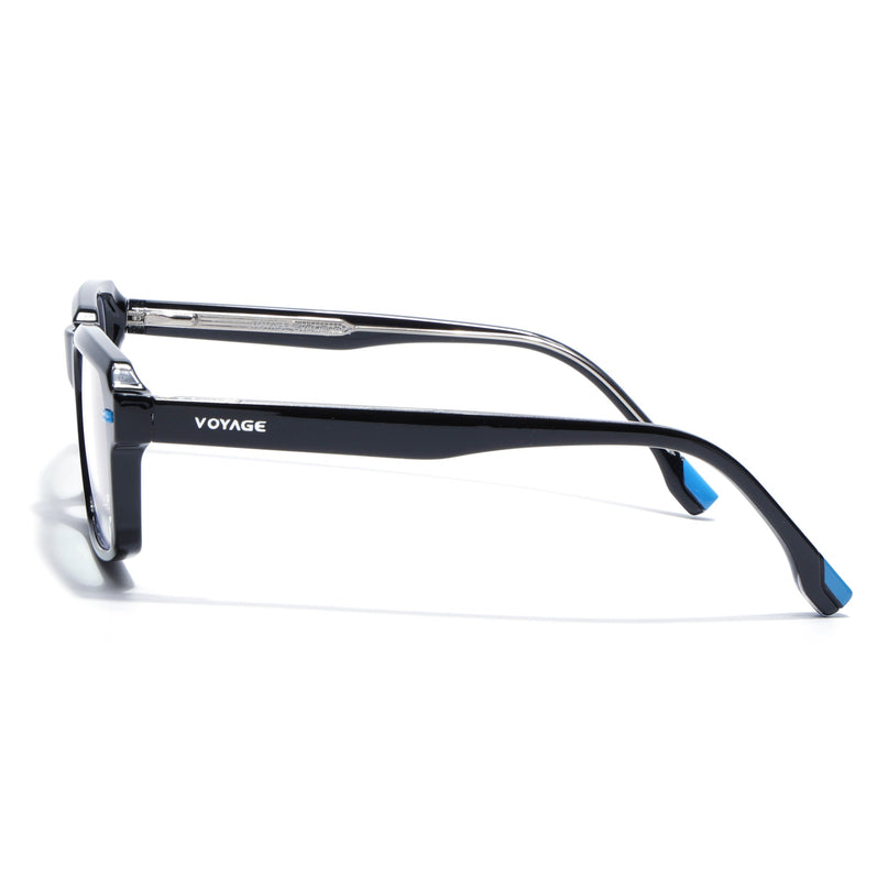 Voyage Black Rectangle Eyeglasses for Men & Women (K068FMG8048)