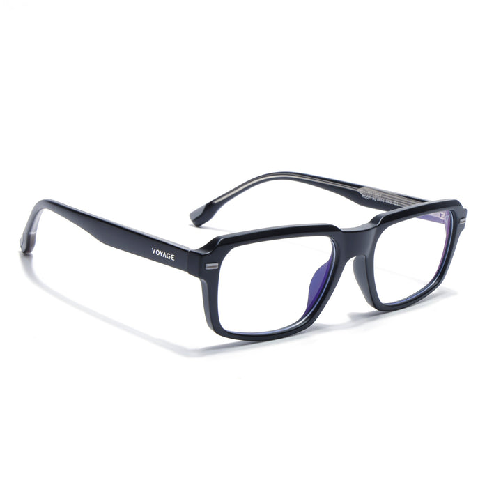 Voyage Black Rectangle Eyeglasses for Men & Women (K068FMG8049)