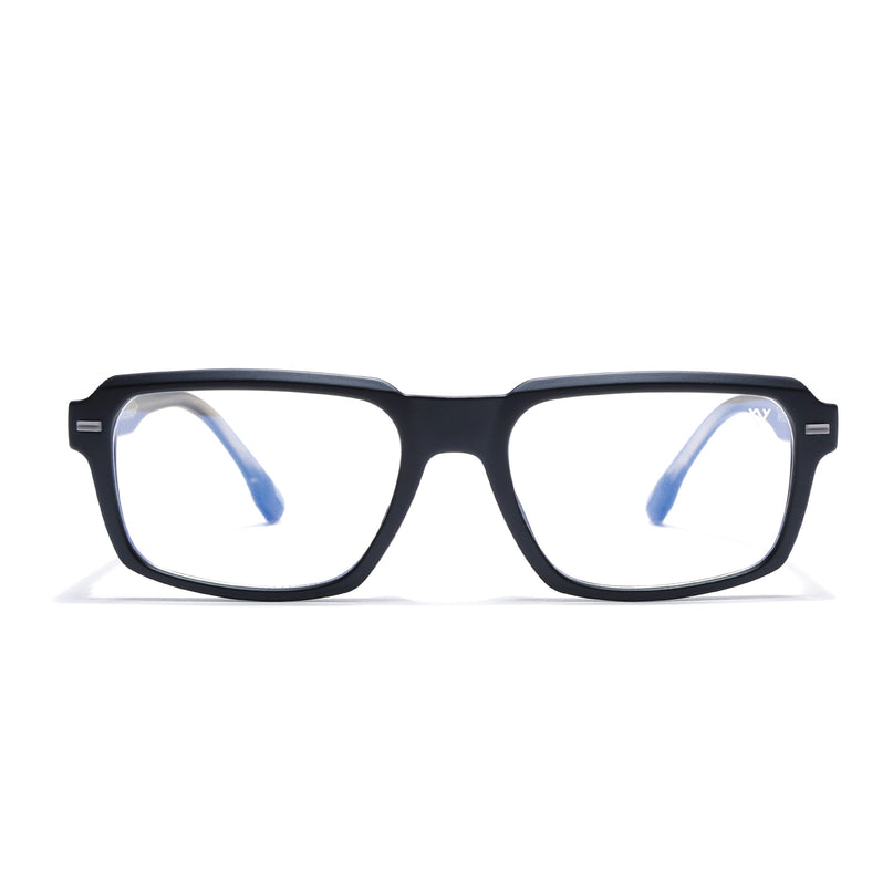 Voyage Black Rectangle Eyeglasses for Men & Women (K068FMG8049)
