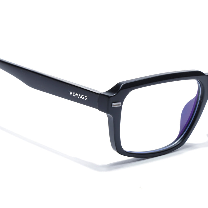 Voyage Black Rectangle Eyeglasses for Men & Women (K068FMG8049)