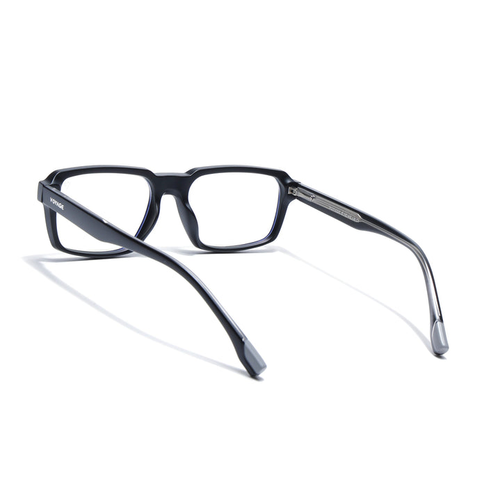 Voyage Black Rectangle Eyeglasses for Men & Women (K068FMG8049)