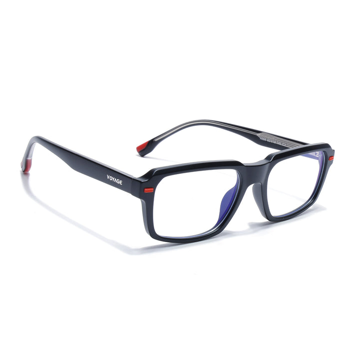 Voyage Black Rectangle Eyeglasses for Men & Women (K068FMG8050)