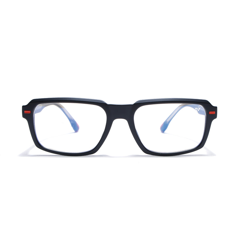 Voyage Black Rectangle Eyeglasses for Men & Women (K068FMG8050)
