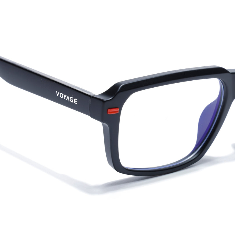 Voyage Black Rectangle Eyeglasses for Men & Women (K068FMG8050)