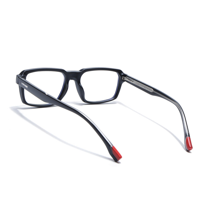 Voyage Black Rectangle Eyeglasses for Men & Women (K068FMG8050)
