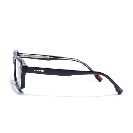 Voyage Black Rectangle Eyeglasses for Men & Women (K068FMG8050)