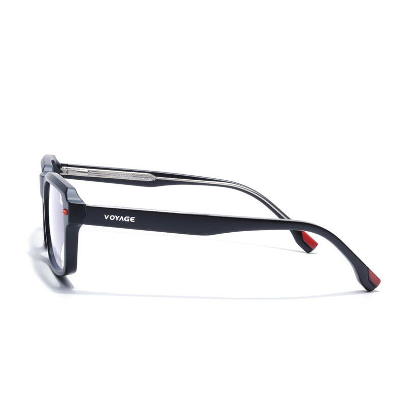 Voyage Black Rectangle Eyeglasses for Men & Women (K068FMG8050)
