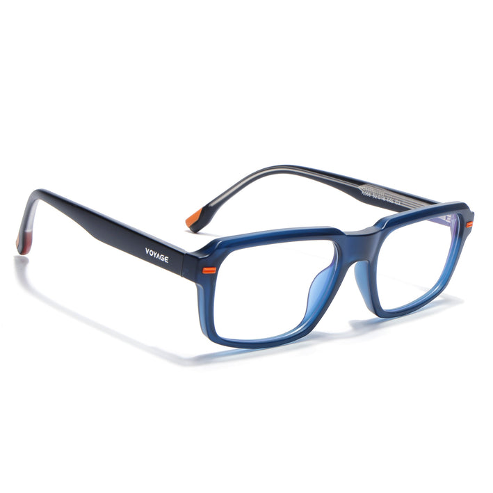 Voyage Blue Rectangle Eyeglasses for Men & Women (K068FMG8051)