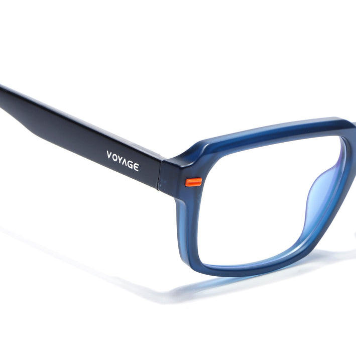 Voyage Blue Rectangle Eyeglasses for Men & Women (K068FMG8051)