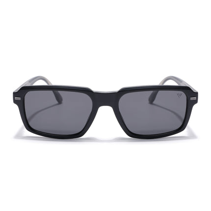 Rectangle Polarized Sunglasses for Men & Women (Black Lens | Black Frame - PMG7891)