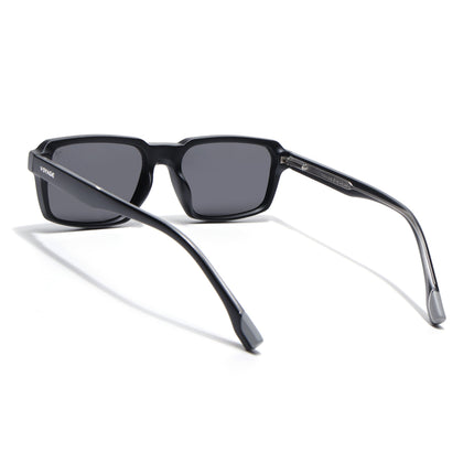 Rectangle Polarized Sunglasses for Men & Women (Black Lens | Black Frame - PMG7891)