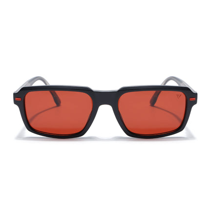 Rectangle Polarized Sunglasses for Men & Women (Red Lens | Black Frame - PMG7892)