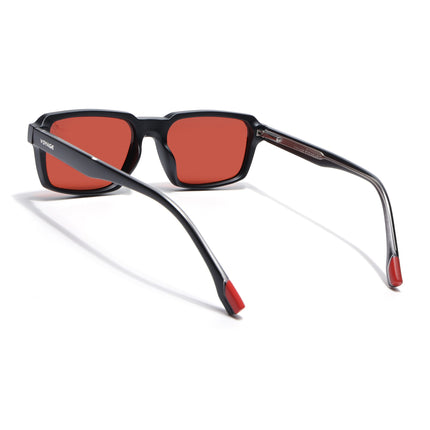 Rectangle Polarized Sunglasses for Men & Women (Red Lens | Black Frame - PMG7892)