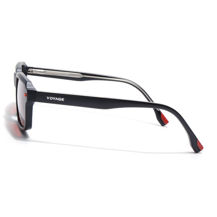 Rectangle Polarized Sunglasses for Men & Women (Red Lens | Black Frame - PMG7892)