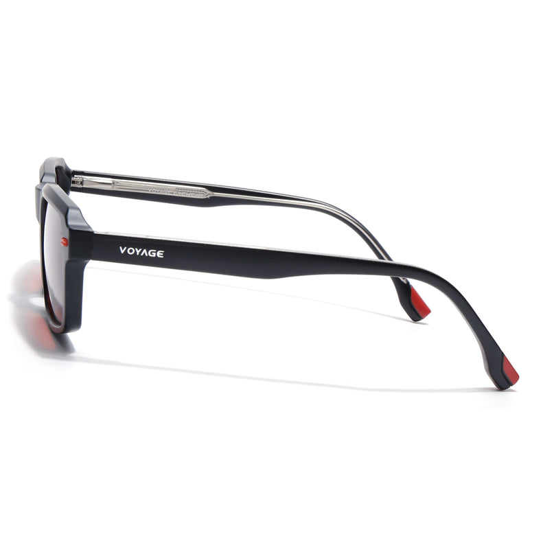 Rectangle Polarized Sunglasses for Men & Women (Red Lens | Black Frame - PMG7892)