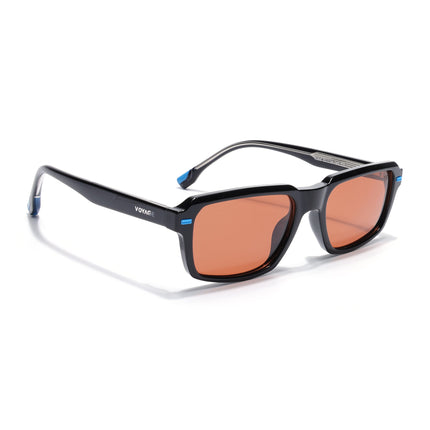 Rectangle Polarized Sunglasses for Men & Women (Orange Lens | Black Frame - PMG7893)