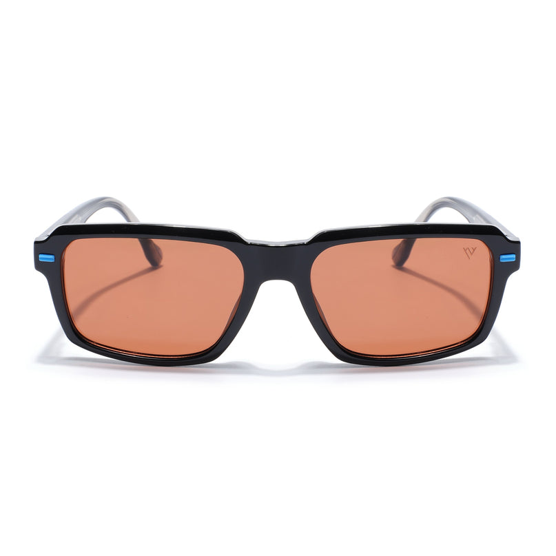 Rectangle Polarized Sunglasses for Men & Women (Orange Lens | Black Frame - PMG7893)