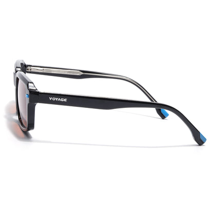 Rectangle Polarized Sunglasses for Men & Women (Orange Lens | Black Frame - PMG7893)