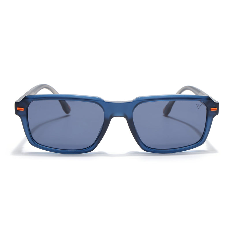 Rectangle Polarized Sunglasses for Men & Women (Blue Lens | Blue Frame - PMG7894)