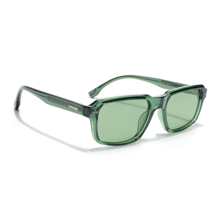 Rectangle Polarized Sunglasses for Men & Women (Green Lens | Green Frame - PMG7895)