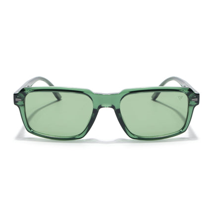 Rectangle Polarized Sunglasses for Men & Women (Green Lens | Green Frame - PMG7895)