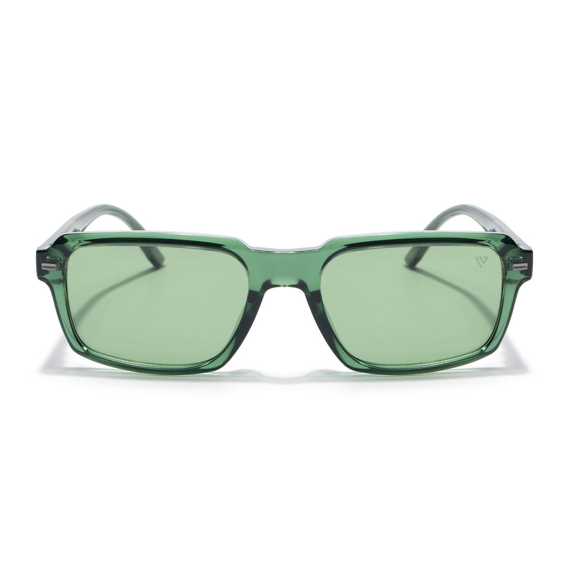 Rectangle Polarized Sunglasses for Men & Women (Green Lens | Green Frame - PMG7895)