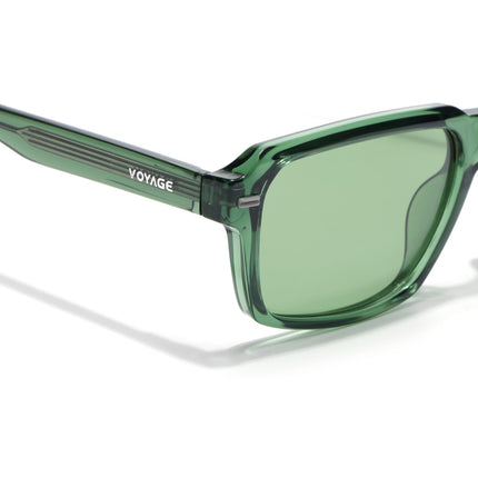 Rectangle Polarized Sunglasses for Men & Women (Green Lens | Green Frame - PMG7895)